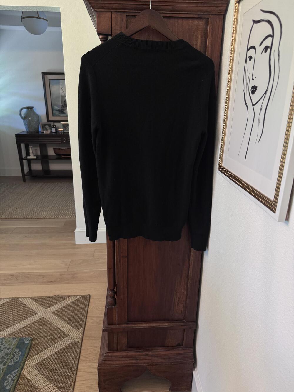 Celio Sweater Mens Medium Black 100% Cotton Lightweight Crewneck Pullover
